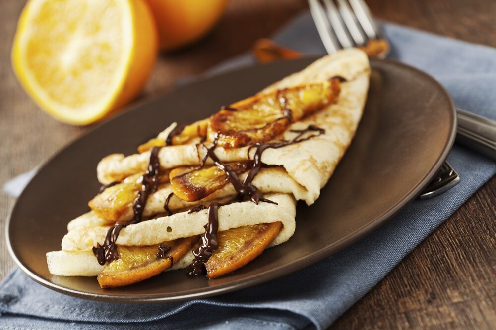 Crepes Suzette - thin pancakes with orange sauce